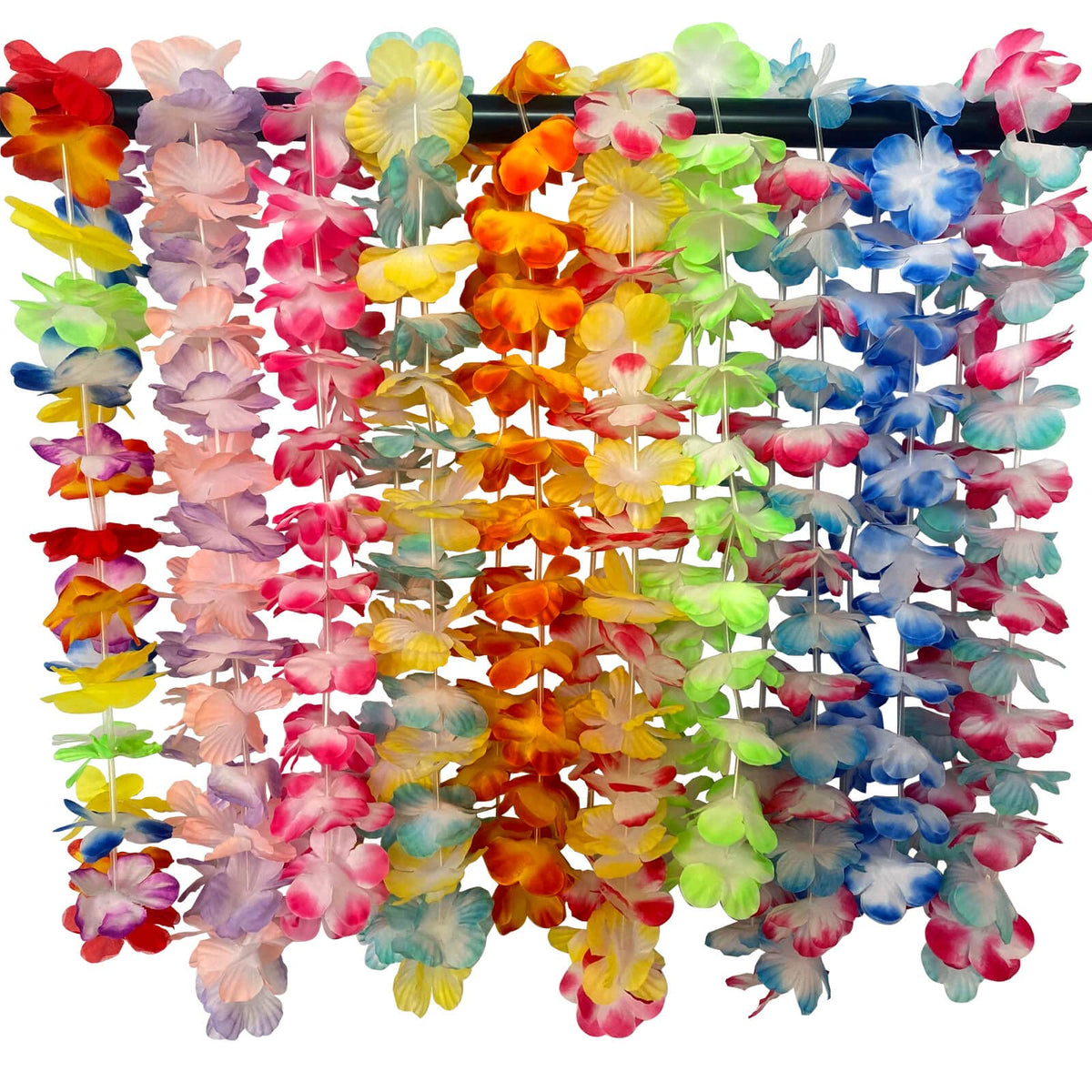 Yzoe Gzroe leis displayed for luau party styling and hospitality.