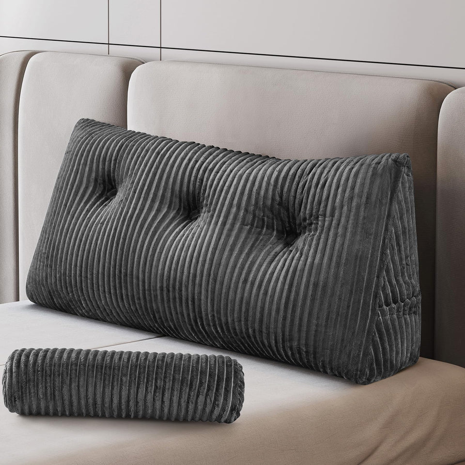 Z-hom Comfort Twin Headboard Pillow with roll pillow for relaxed bed reading.