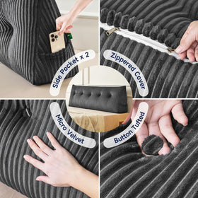 Z-hom Headboard Pillow with Side Pockets keeps remotes within reach.