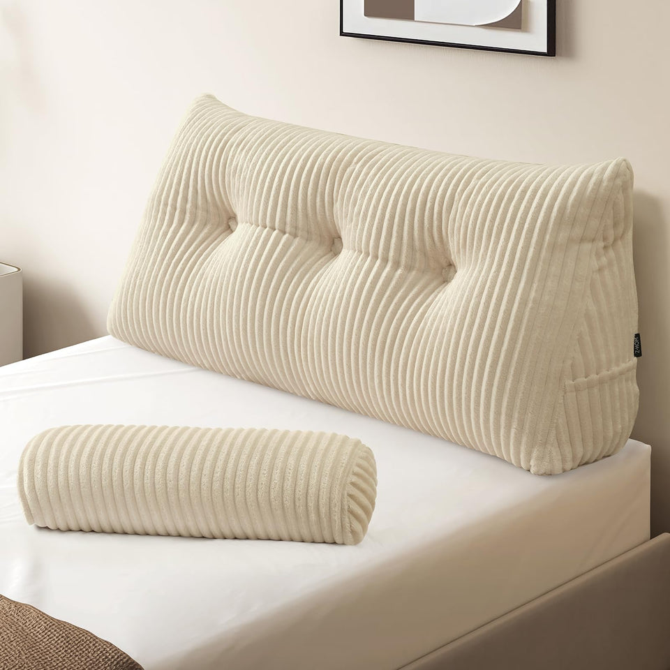 Z-hom large wedge headboard setup showing ergonomic support for reading and lounging.