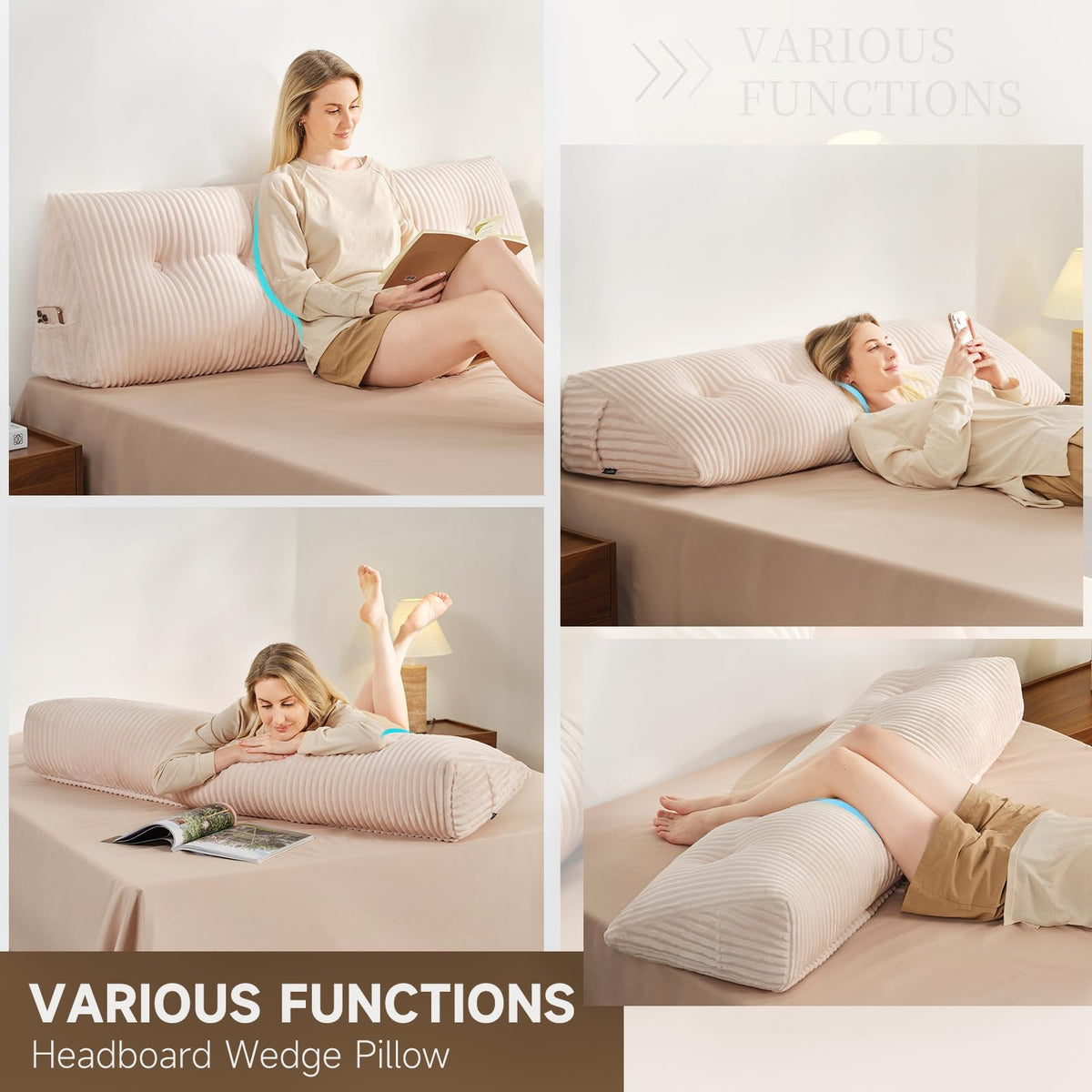 Z-hom Wedge Pillow soft velvet cover for durable, lint-free comfort