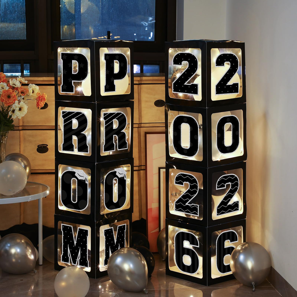 Zachely graduation balloon boxes set creates a bold photo backdrop