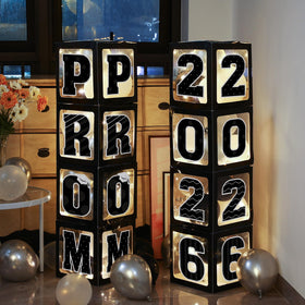 Zachely graduation balloon boxes set creates a bold photo backdrop