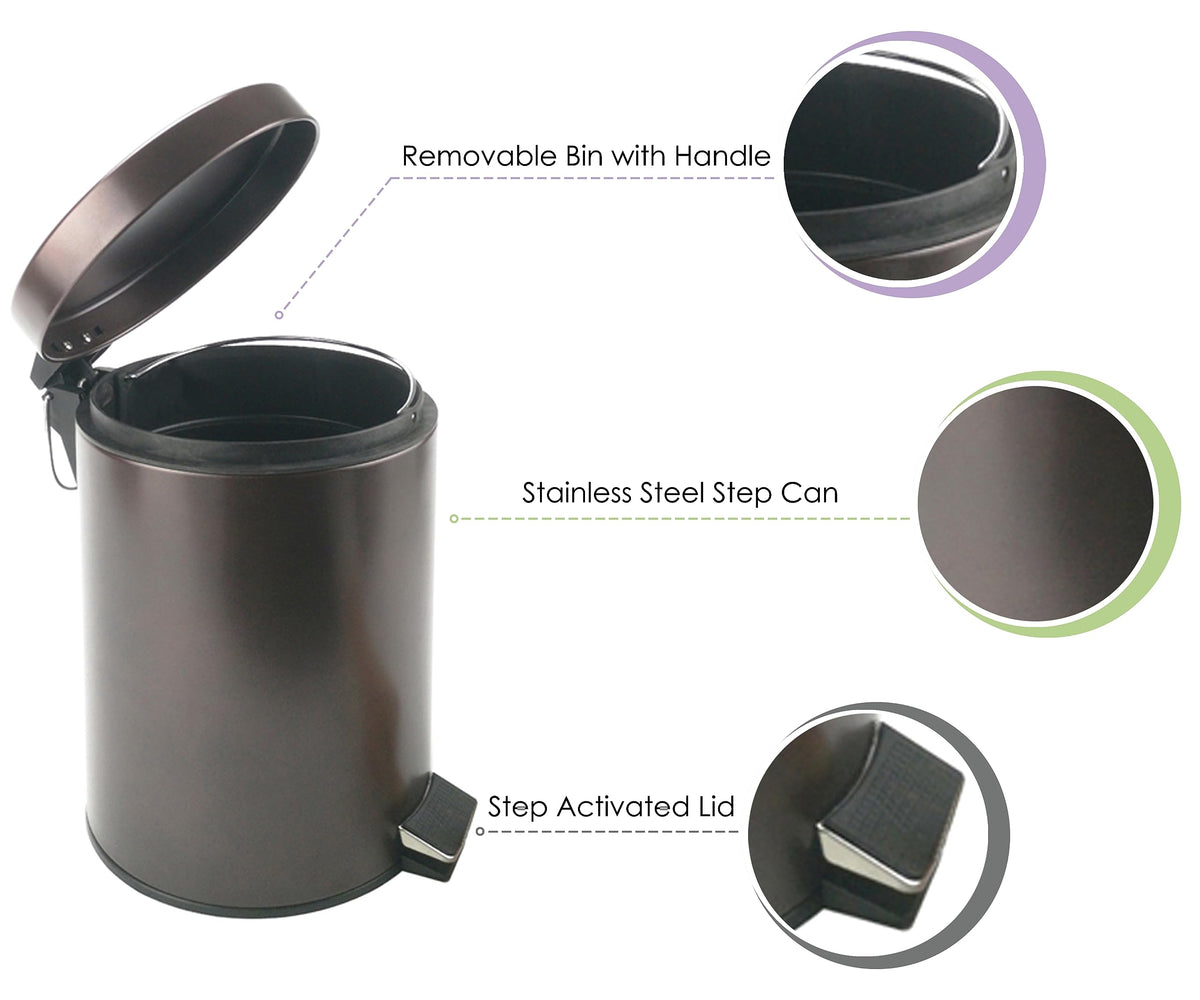 5-liter capacity trash can suitable for bathrooms, kitchens, and offices