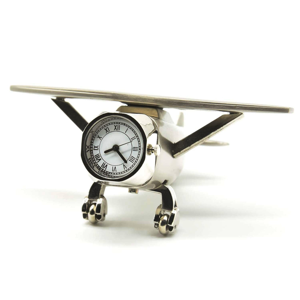 ZAHEPA airplane clock with rotating wheels enhances desk decor and tactile appeal.