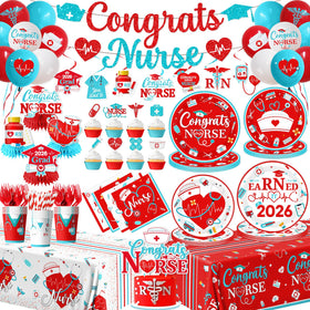 ZAIBOQU nurse graduation dinner plates with medical motifs for festive dining.
