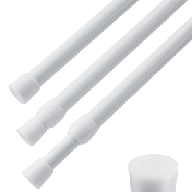 ZAIKEHHA spring tension curtain rod extended to 41-74 inches in white for versatile mounting