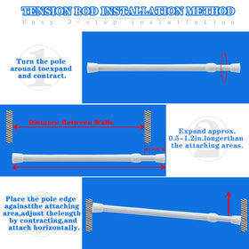 ZAIKEHHA white rod mounted between walls suitable for windows or shower areas