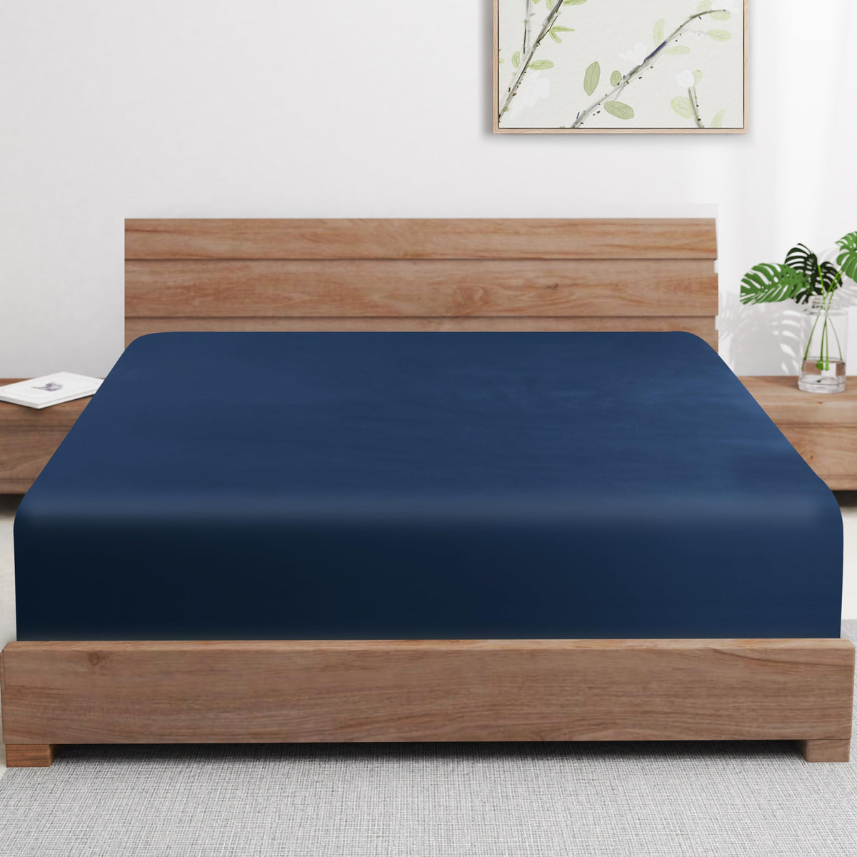 Zaizaihome bamboo cooling fitted sheet folded, highlighting breathable comfort.