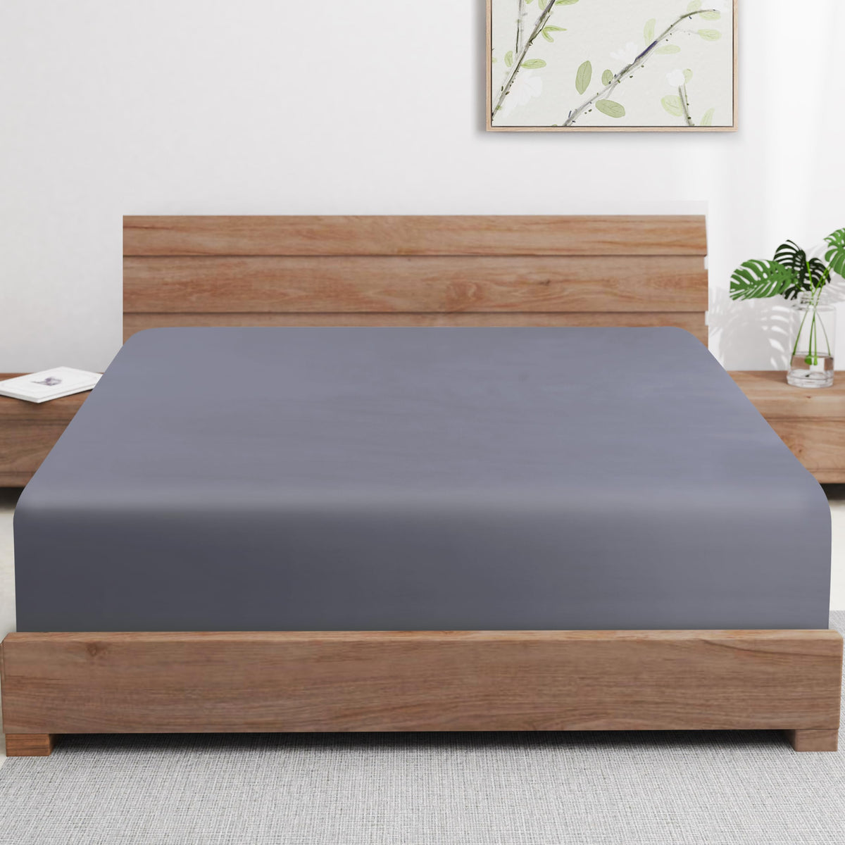 Zaizaihome bamboo viscose fitted sheet, queen size, silky soft and breathable