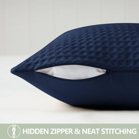 Zaizaihome pillow cover draped on a sofa in navy tones