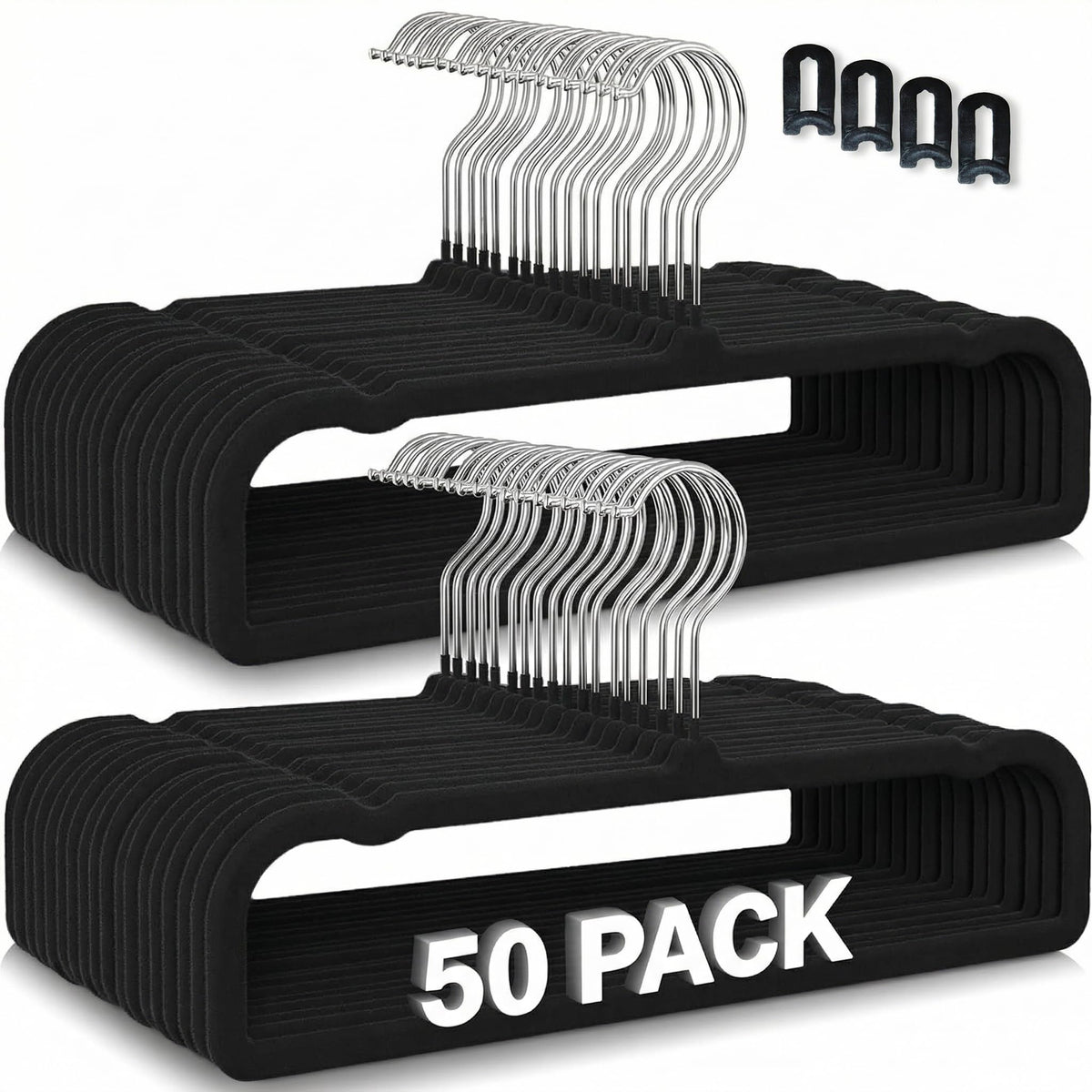 ZAKUTO velvet pants hangers in a neat set showing anti-slip velvet finish