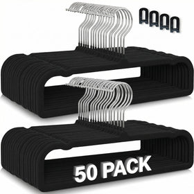 ZAKUTO velvet pants hangers in a neat set showing anti-slip velvet finish