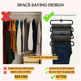 Jeans secured on ZAKUTO velvet hangers to maintain shape