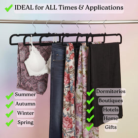 Ultra-slim design of ZAKUTO hangers saves closet space