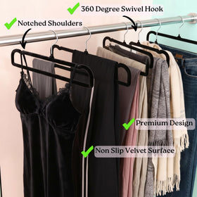 Close-up of ZAKUTO velvet hanger surface that prevents slipping