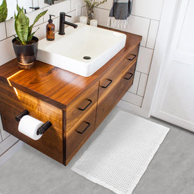 Close-up of ZALL 18x30 mat highlighting ultra-soft microfiber for cozy steps.