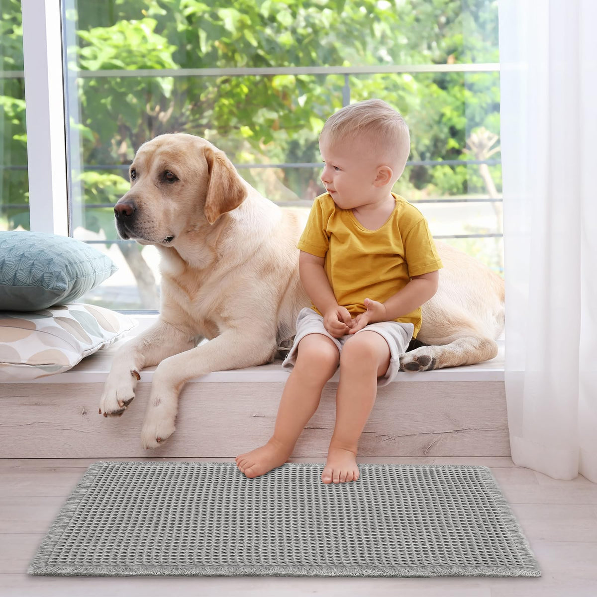 ZALL Grey bath mat, 24x36 inch, provides generous coverage and quick water absorption.