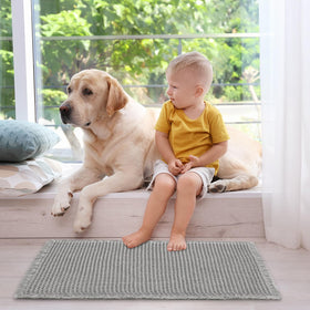 ZALL Grey bath mat, 24x36 inch, provides generous coverage and quick water absorption.