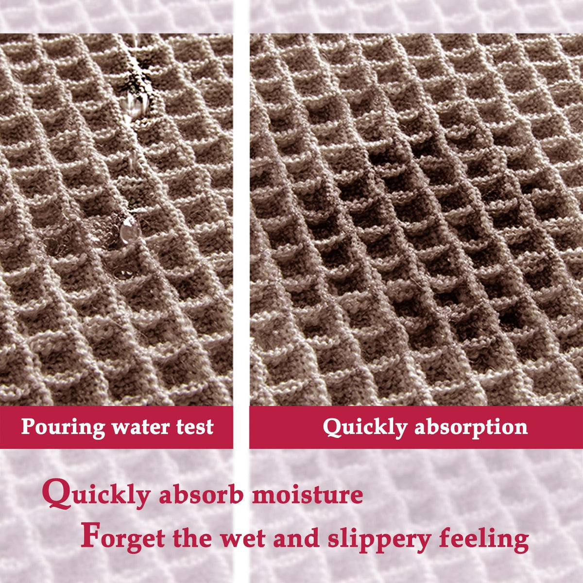 ZALL Tan Waffle Bath Mat 24x36 inches fits standard bathrooms.