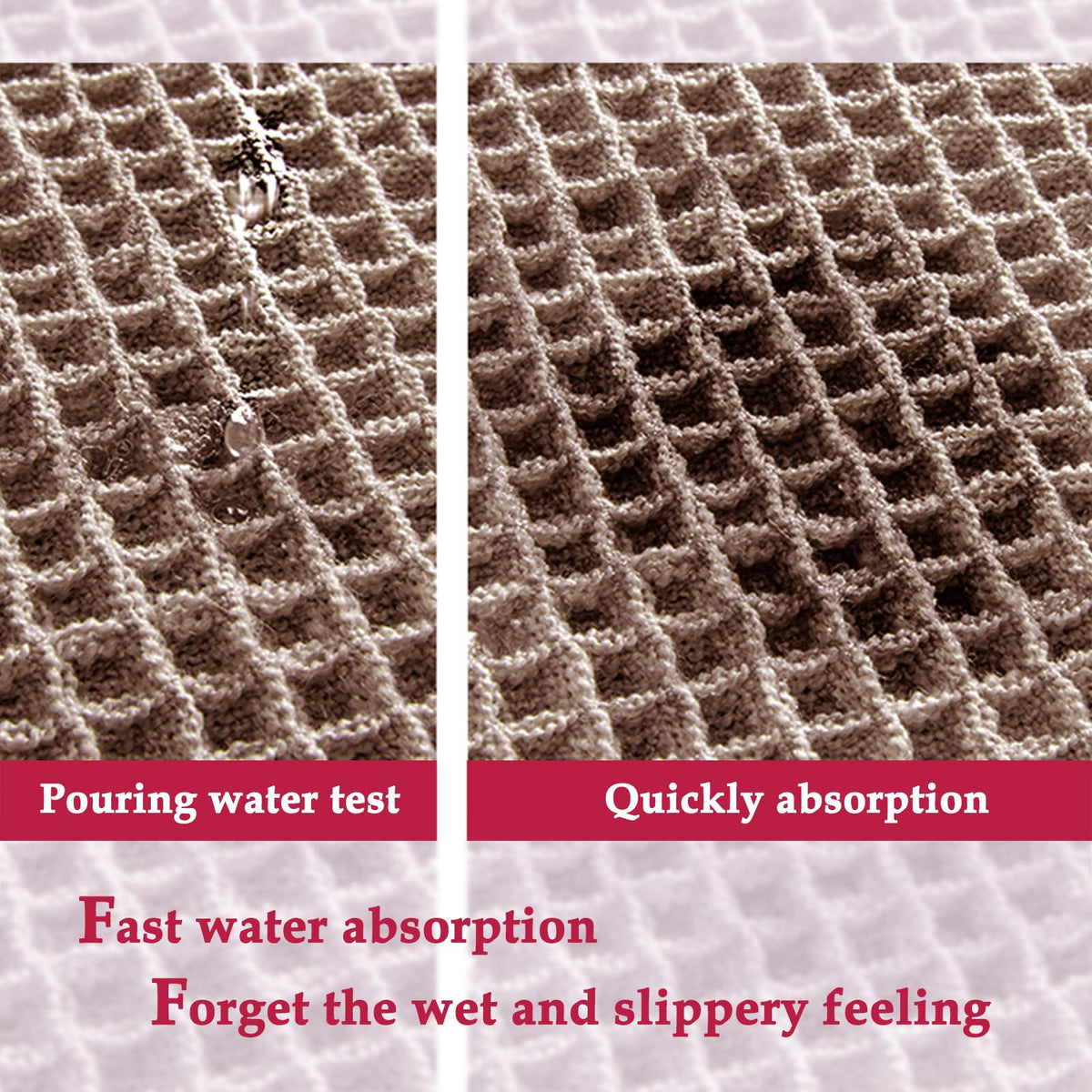 ZALL Tan Waffle Bath Mat in bathroom scene exudes warm, soft comfort