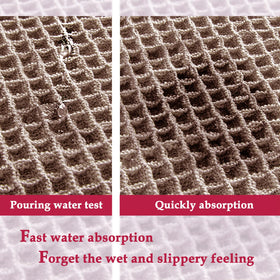ZALL Tan Waffle Bath Mat in bathroom scene exudes warm, soft comfort