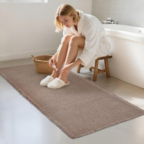 ZALL Tan Waffle Bath Mat with non-slip backing stays securely in place