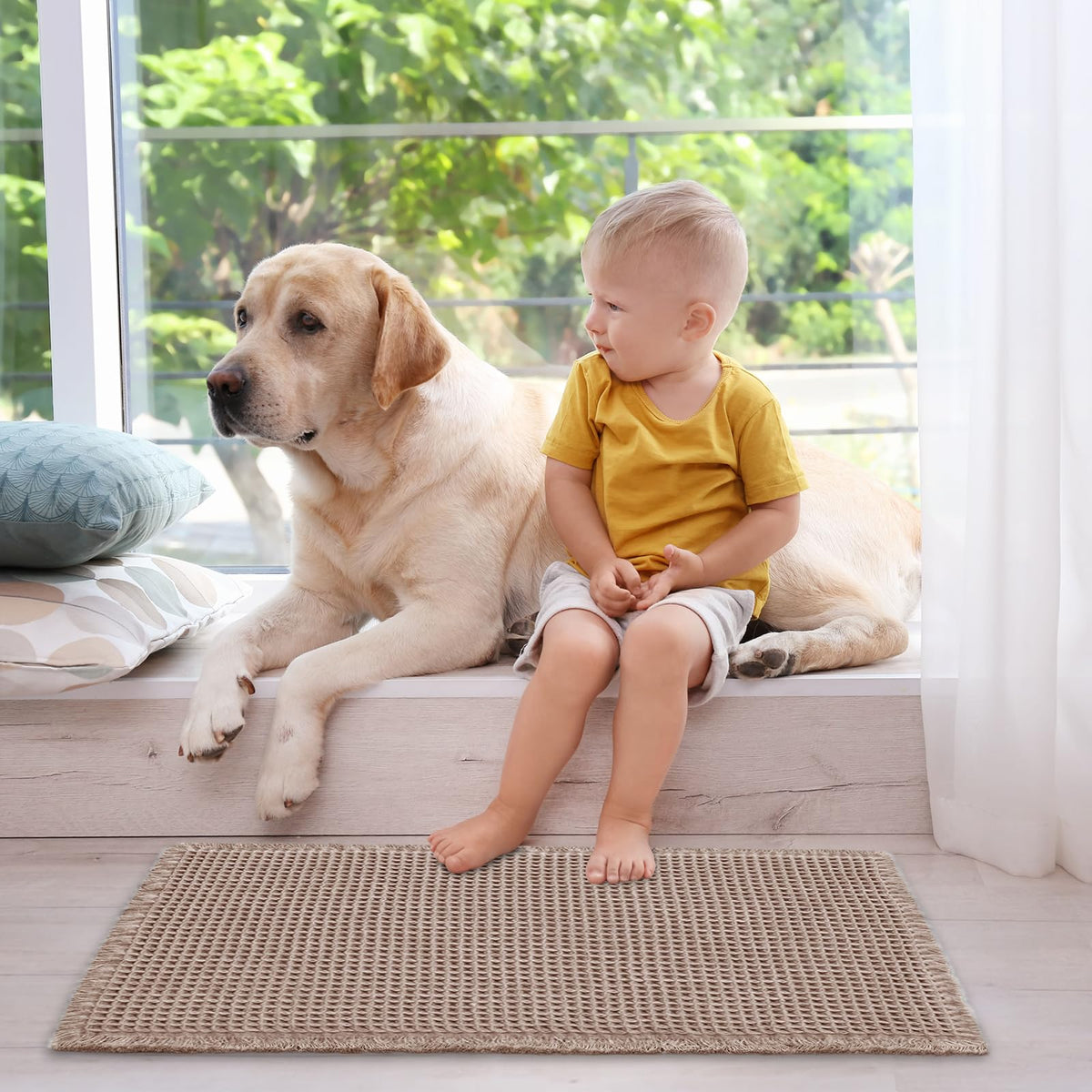 ZALL Tan Waffle Bath Mat ultra-soft texture feels comfortable under bare feet.