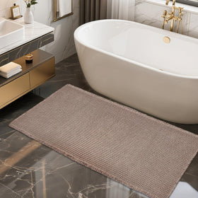 ZALL Tan Waffle Bath Mat close-up shows textured surface for fast water absorption