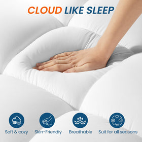 Zalmureta deep pocket design illustration shows secure fit on tall mattresses.