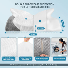 ZAMAT ergonomic neck contour supports different sleep positions.