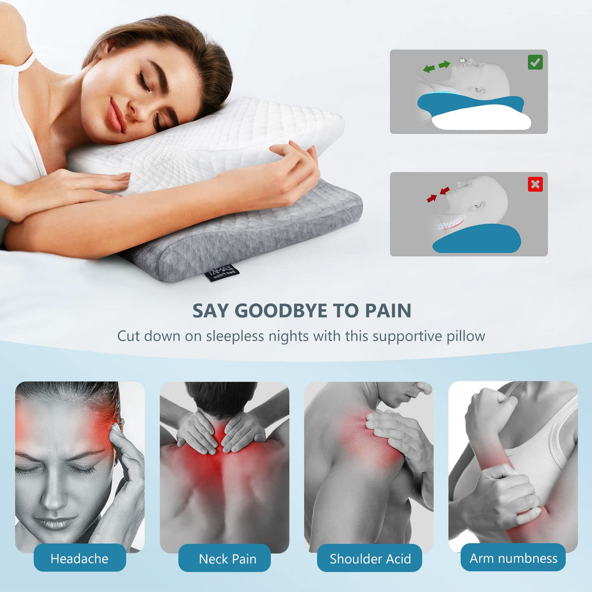 ZAMAT odorless memory foam core maintains firmness and long-term shape.