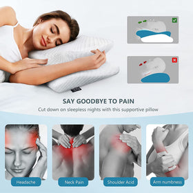 ZAMAT orthopedic neck-support pillow demonstrates contour design aligning head and spine.