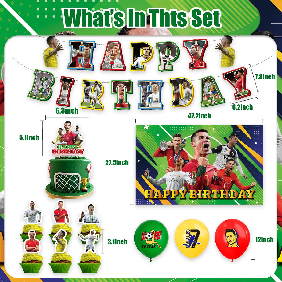 Zaprosze Ronaldo balloons brighten the party colors.