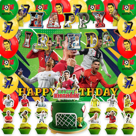 Zaprosze Ronaldo birthday banner enhances soccer party decor.