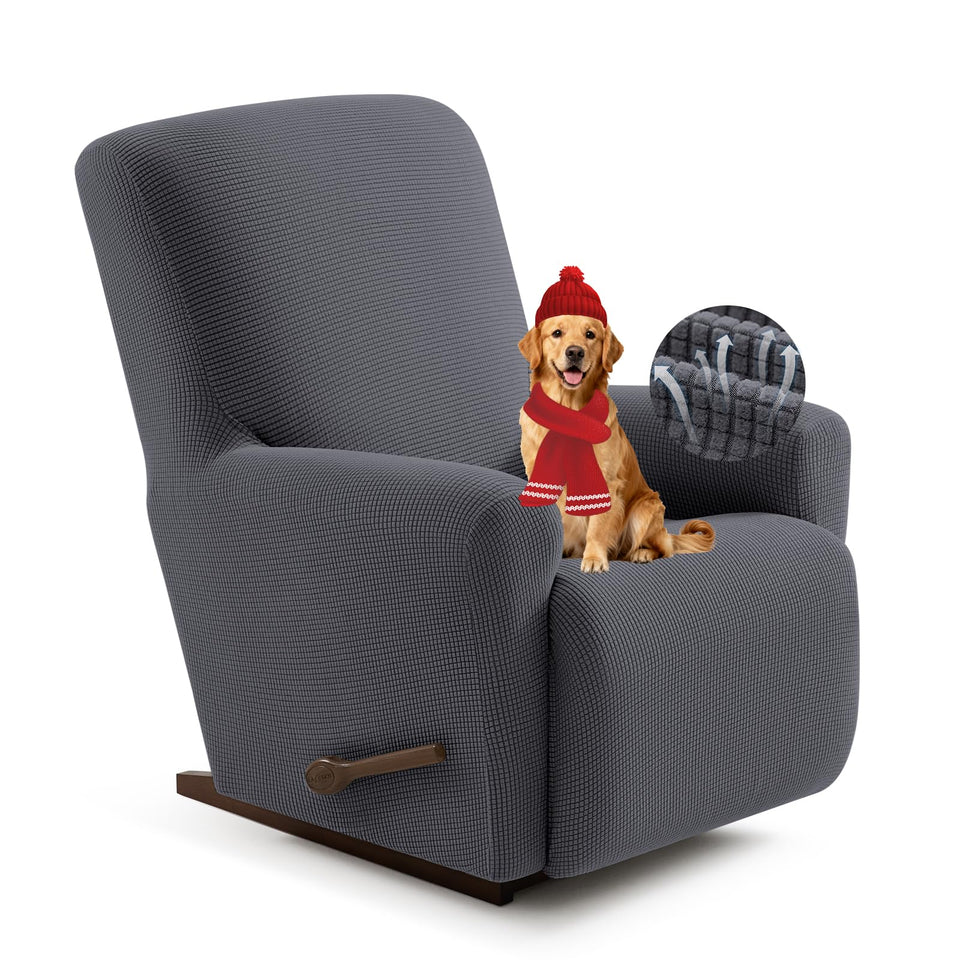 Zarvixel recliner cover on chair showing stretch-fit dark-gray protection for daily use