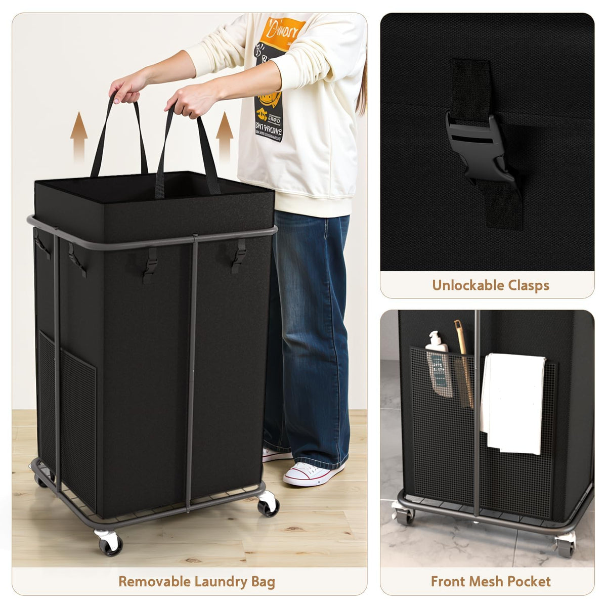 ZATOCL 360-degree wheels with brakes enable controlled movement.