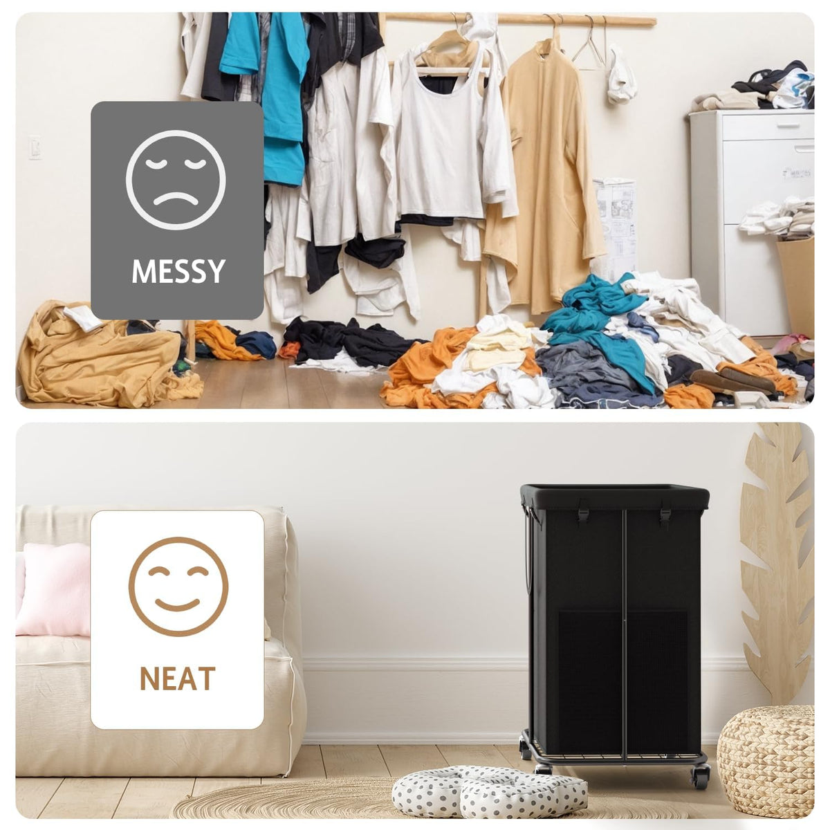 ZATOCL large 150L capacity helps keep laundry organized.