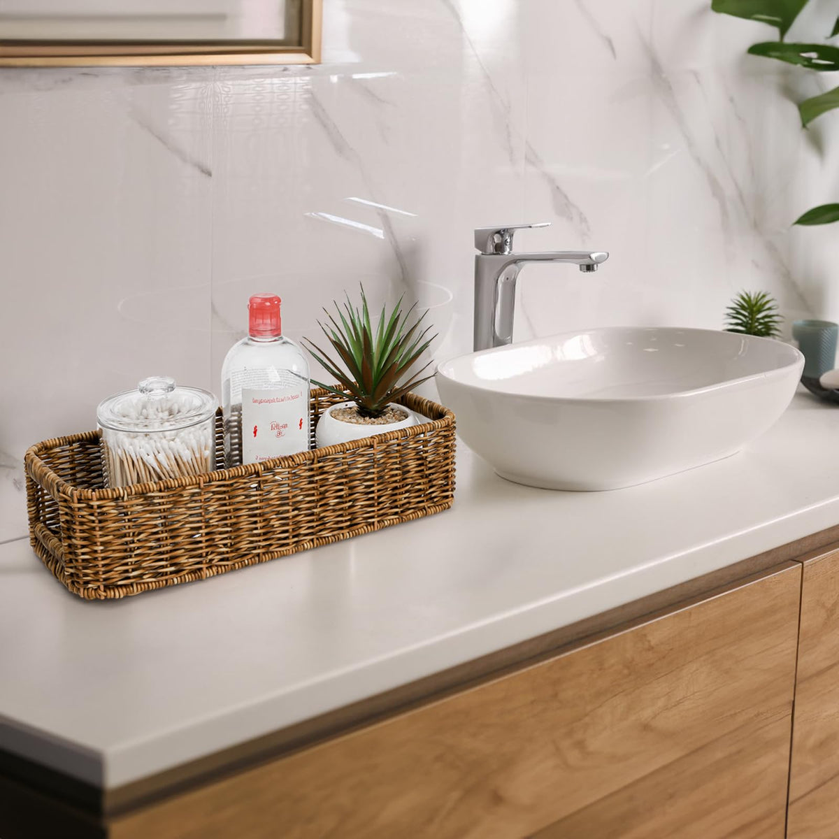 ZAVOOS natural wicker look enhances decor while keeping items tidy.