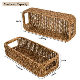 ZAVOOS handwoven rectangular basket adds warm storage to countertops and shelves.