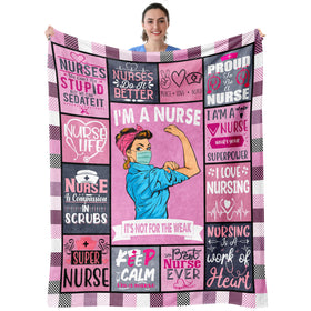 Zawqiye nurse blanket on bed showing 50x60 inch size for cozy warmth