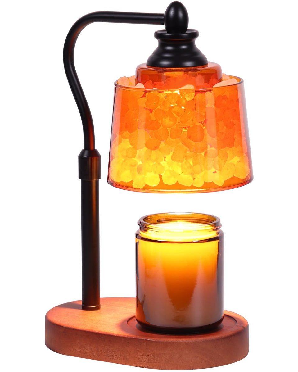 ZAXLZMHSD 3-in-1 candle warmer lamp glowing with amber light for safe fragrance warming