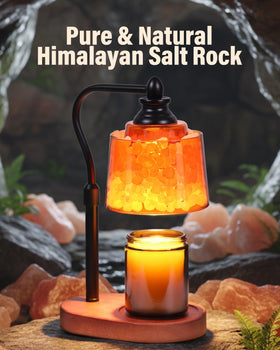 Amber glass globe with salt crystals creating inviting room warmth