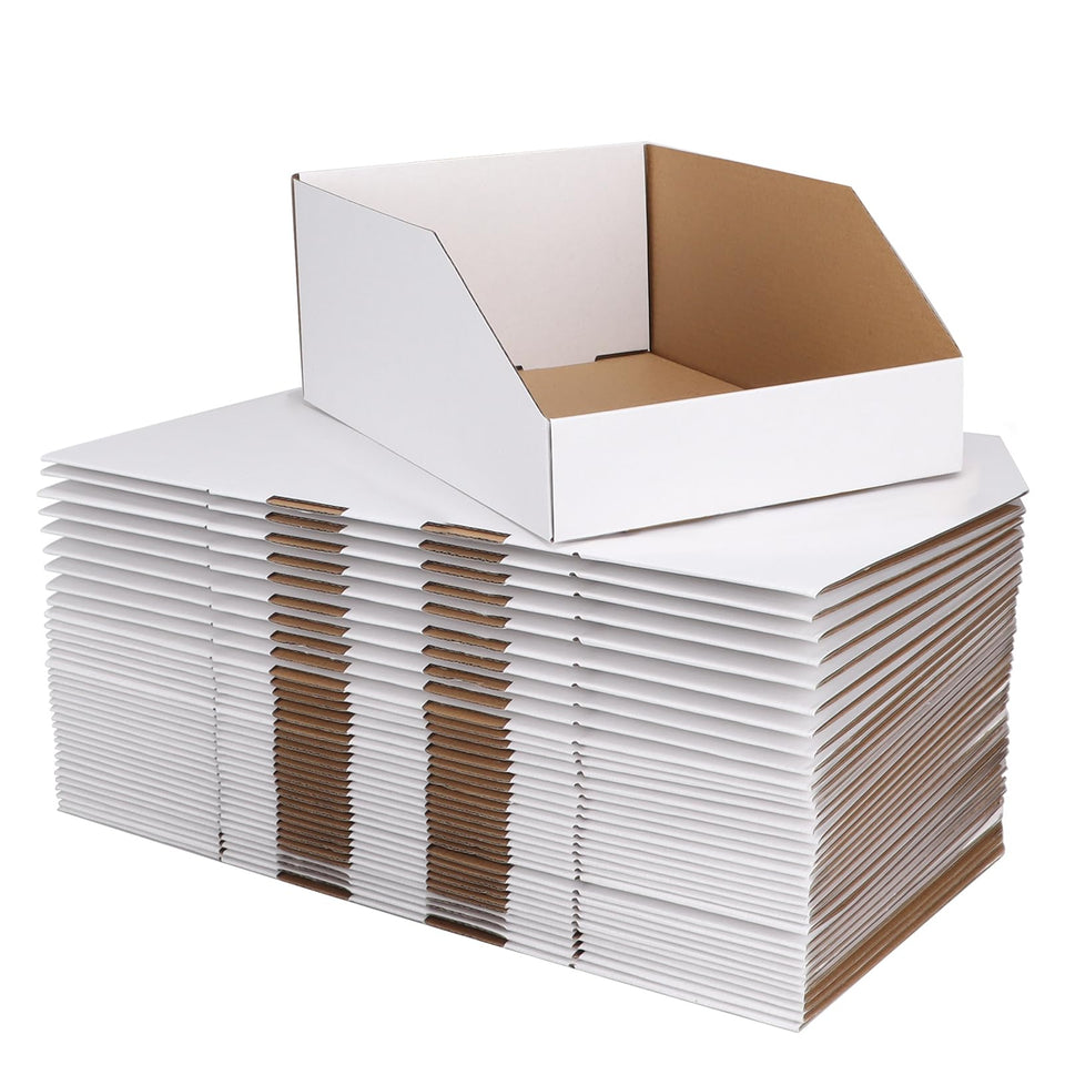 ZBEIVAN cardboard storage bin ready for quick shelf assembly