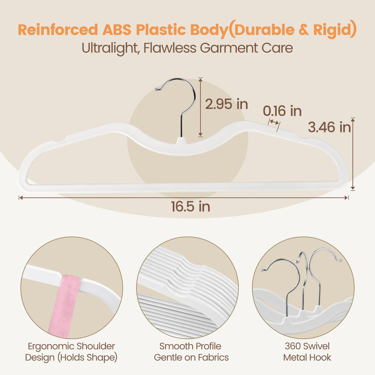 ZBODIMP hanger features a 360° rotating hook for easy access from any angle.
