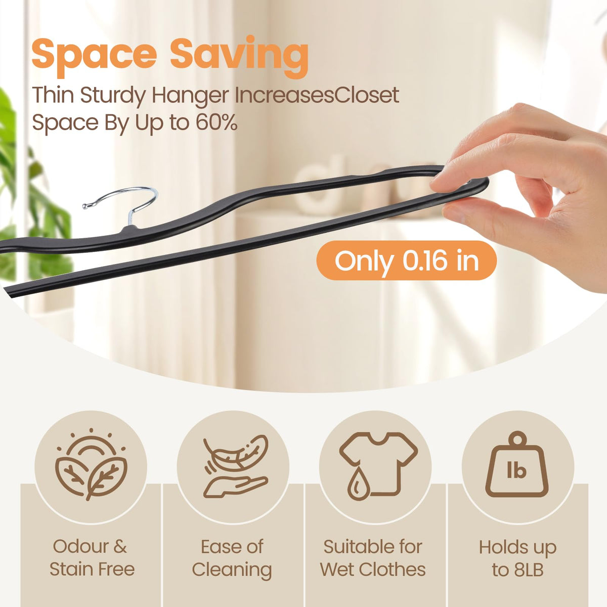 Durable ABS material hanger from ZBODIMP supports heavy coats without bending.