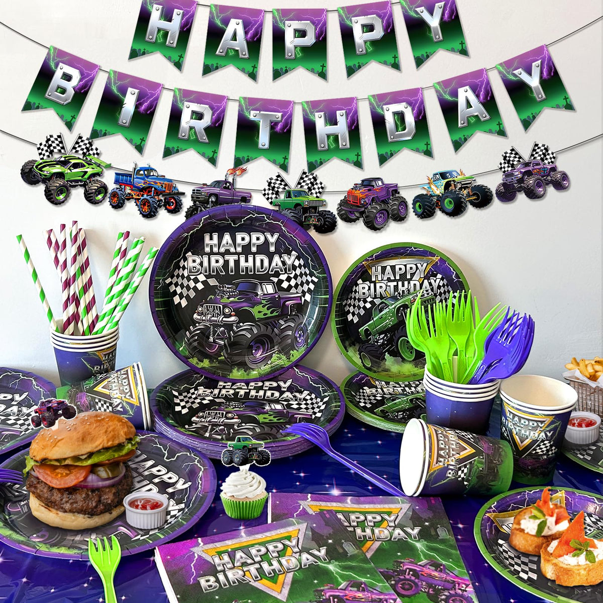 ZBYQDHO cake-toppers enhances desserts with a monster-truck theme accent.