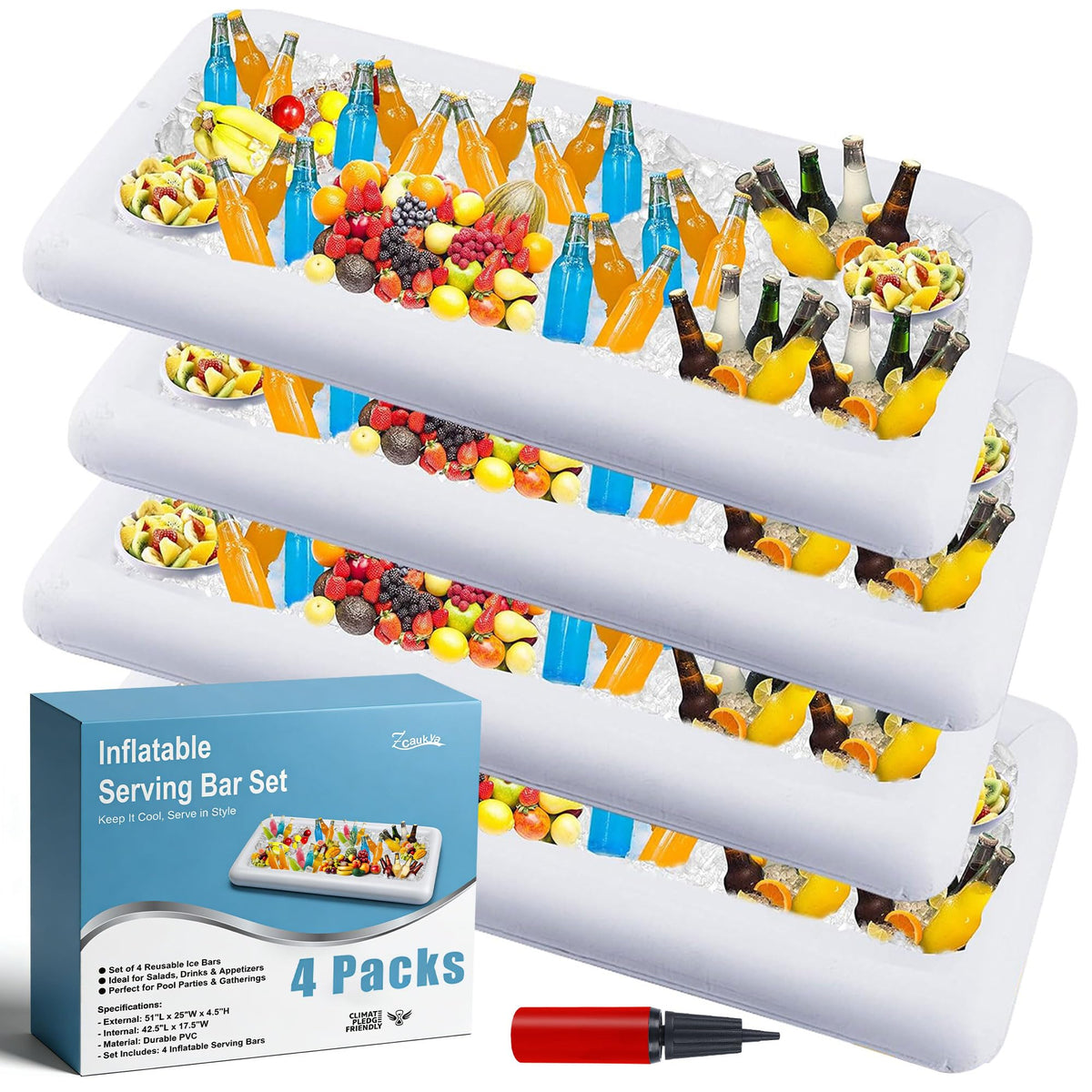 Zcaukya inflatable serving bar four-pack ready for quick outdoor assembly.