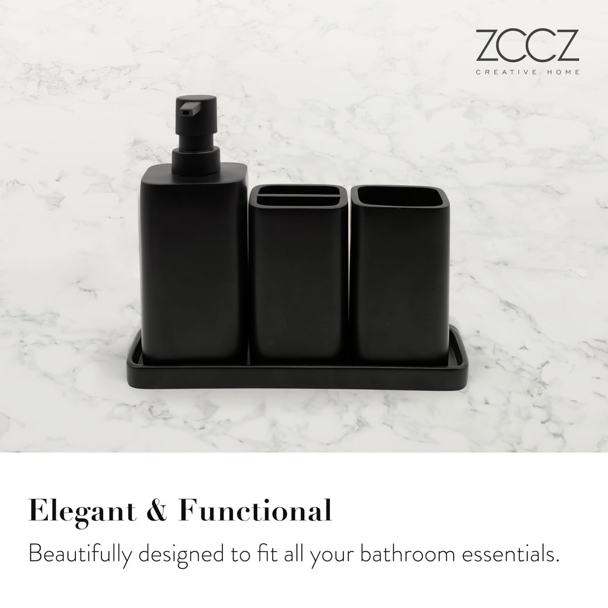 ZCCZ matte black toothbrush holder keeps beauty tools tidy and accessible.