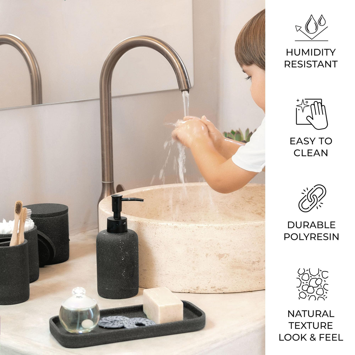 ZCCZ Black Stone apothecary jar 2 keeps cotton pads within reach